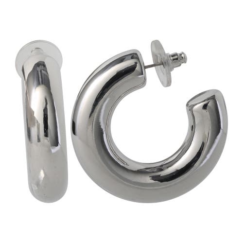 Bcbg Chunky Silver-tone Hoop Earrings
