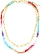 Panacea Multicolor Stone Beaded Double Row Necklace