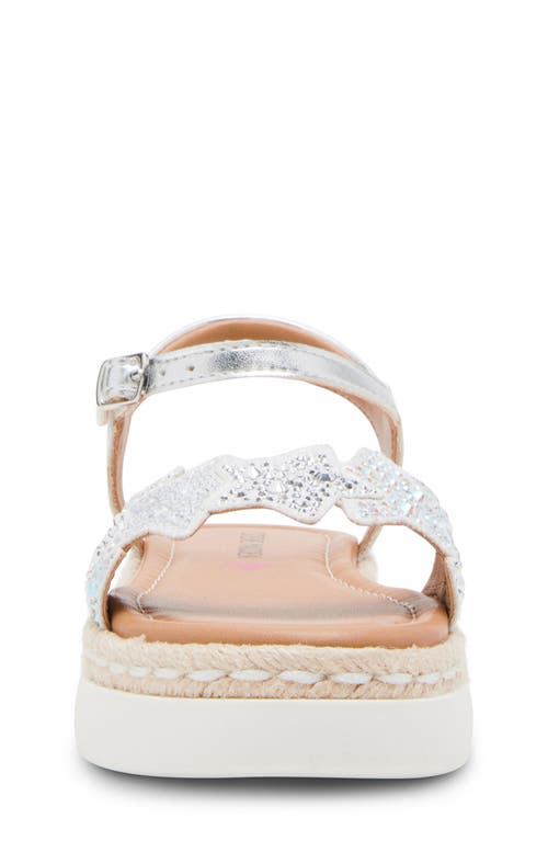 Steve Madden Kids' Jgems Ankle Strap Espadrille Platform Sandal In Rhinestone