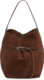 LIFFNER Large Belted Suede Bucket Bag
