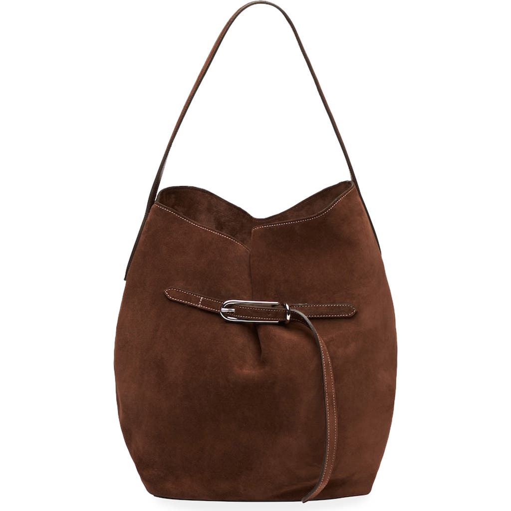 LIFFNER Large Belted Suede Bucket Bag in Dark Brown at Nordstrom