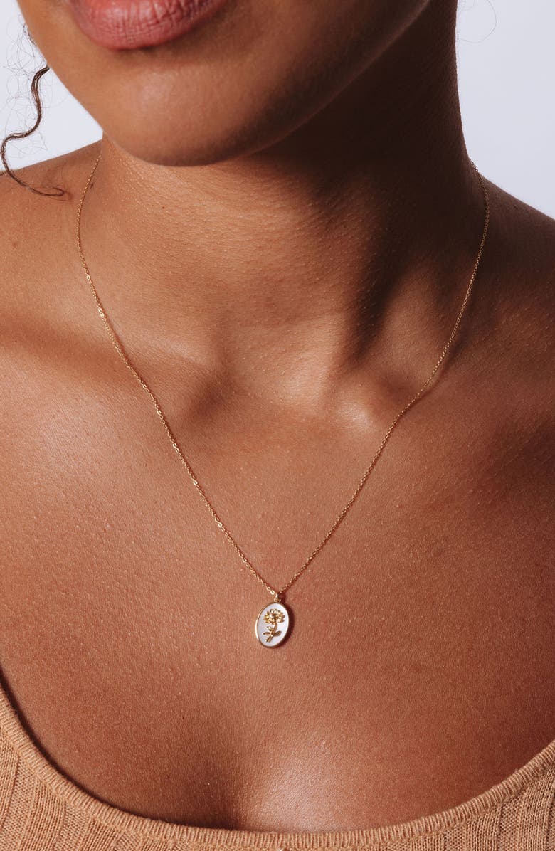 Set & Stones Katrina Birth Flower Pendant Necklace, Alternate, color, Gold / April - Daisy