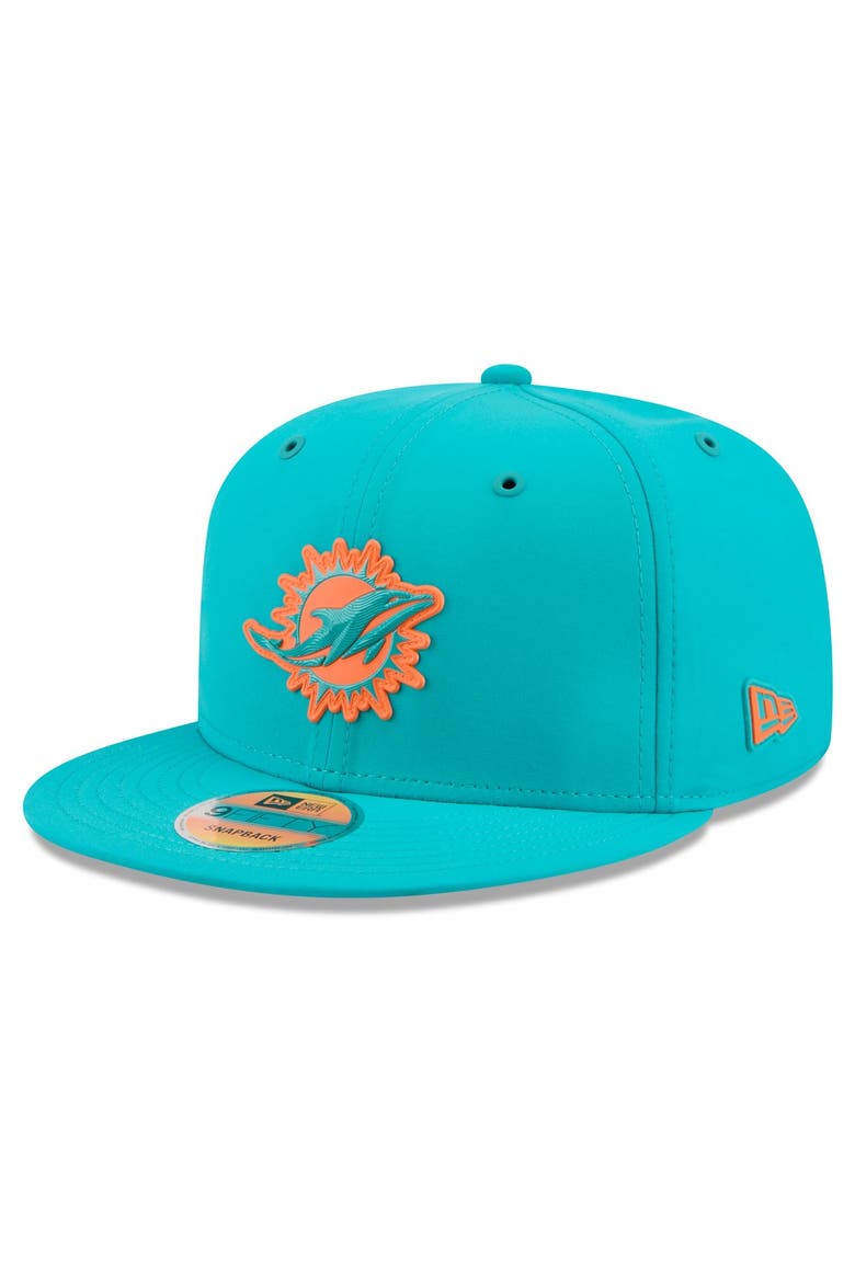 Men's New Era Aqua Miami Dolphins 2026 Sideline 9FIFTY Snapback Hat, Main, color, Aqua