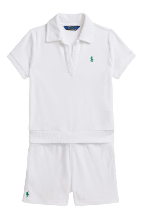 Polo Ralph Lauren Big Girls 2-piece Terry Polo Shirt And Short Set In White