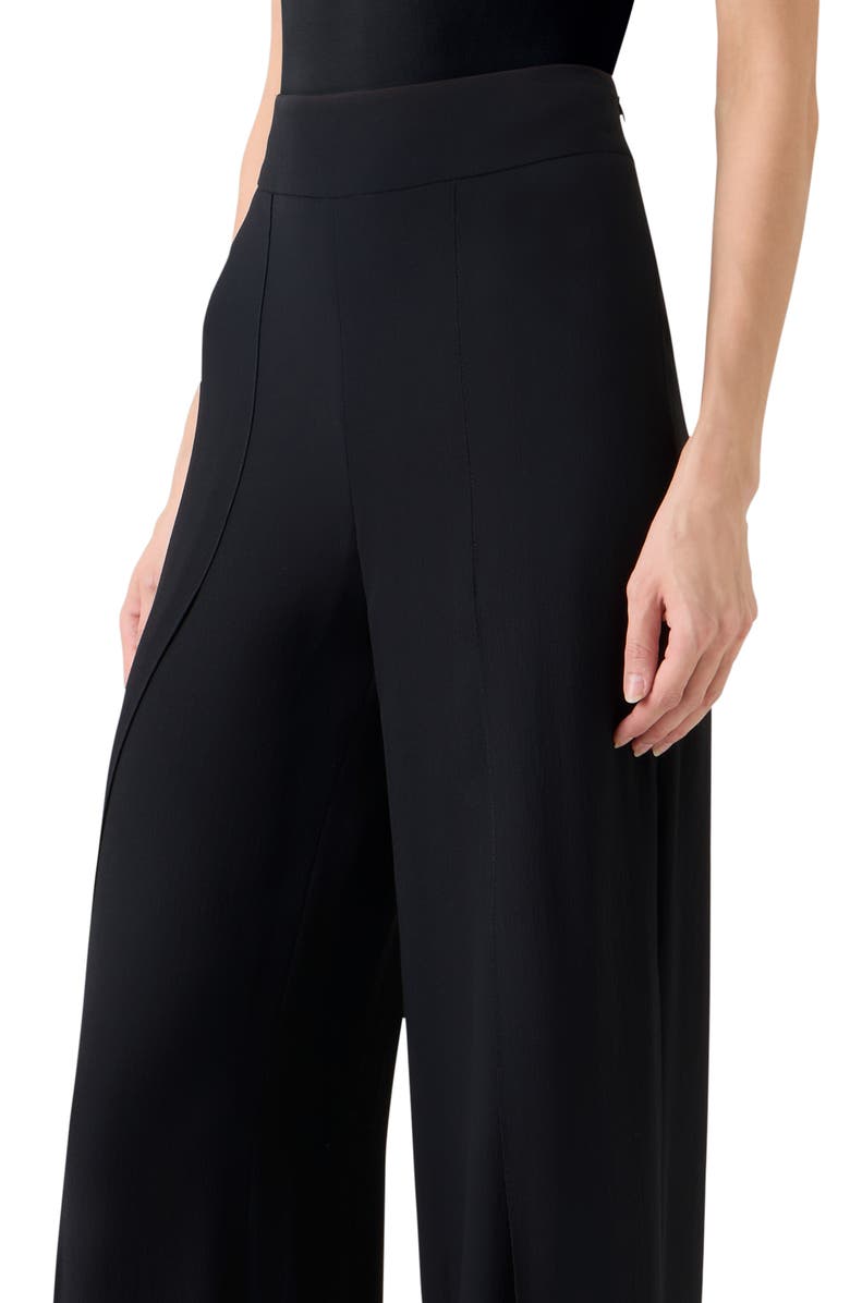 Akris Fellia Silk Georgette Wide Leg Pants, Alternate, color, Black
