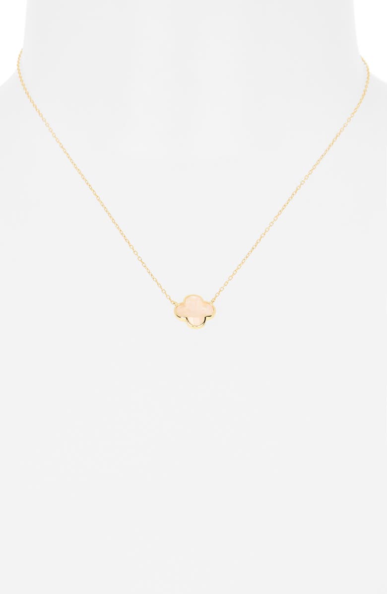 ARGENTO VIVO Rose Quartz Clover Pendant Necklace, Alternate, color, Gold