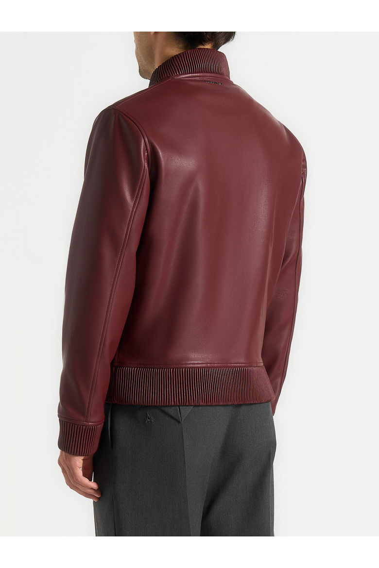 Arman Faux Leather Bomber, Alternate, color, Wine Red