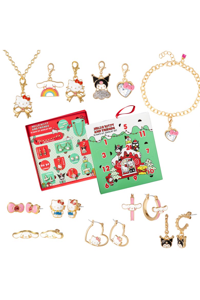 Advent Calendar 12-Piece Jewelry Set with Earrings, Charms, and Bracelets, Main, color, Multicolor