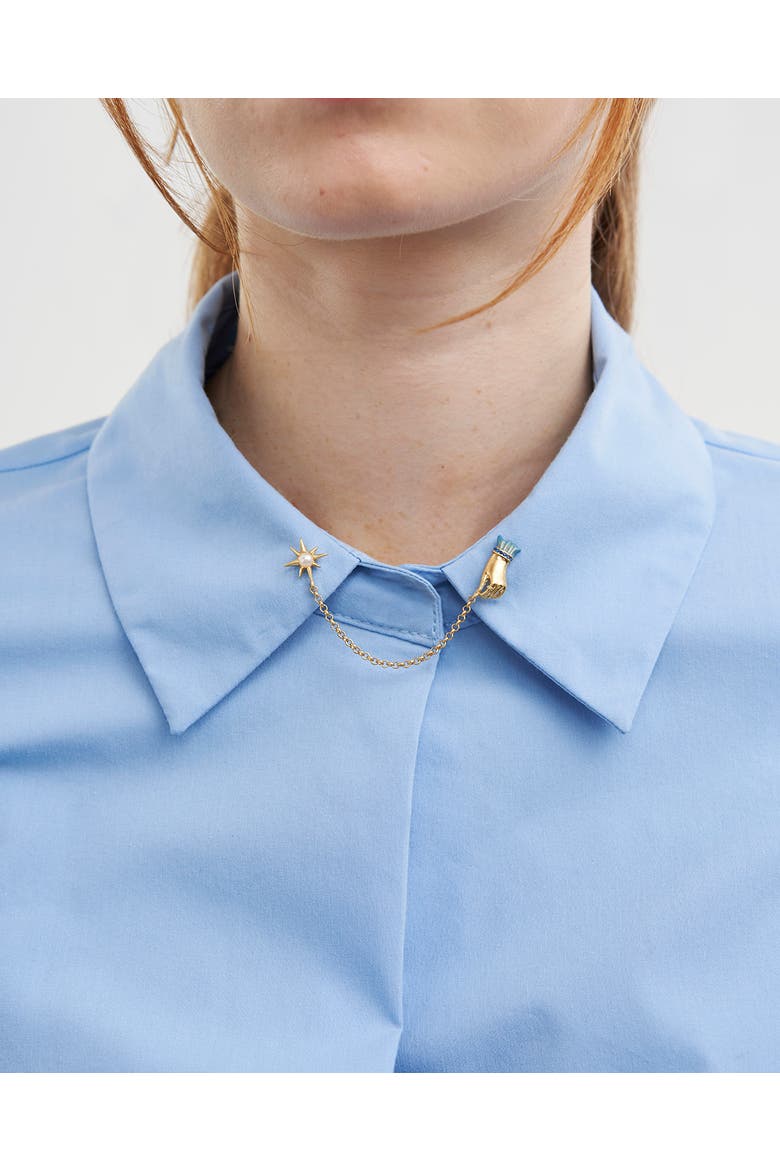 Palm Of Your Hand Pearl Chain Collar Brooch, Alternate, color, Gold