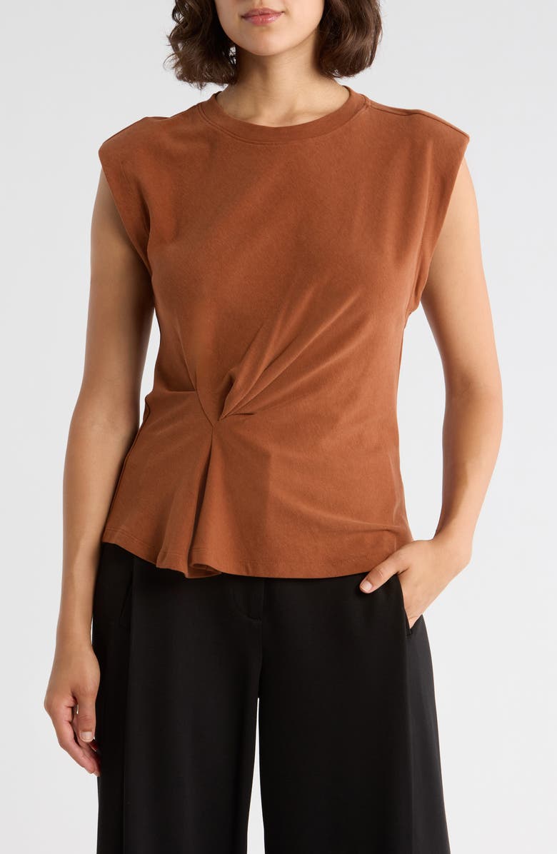 Democracy Side Drape Knit Sleeveless Top, Main, color, Copper