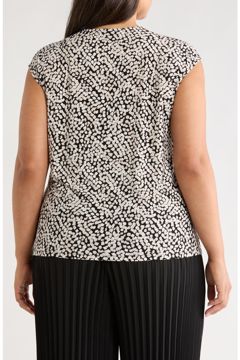 Dot Print Cap Sleeve Top, Alternate, color, BLACK MULTI