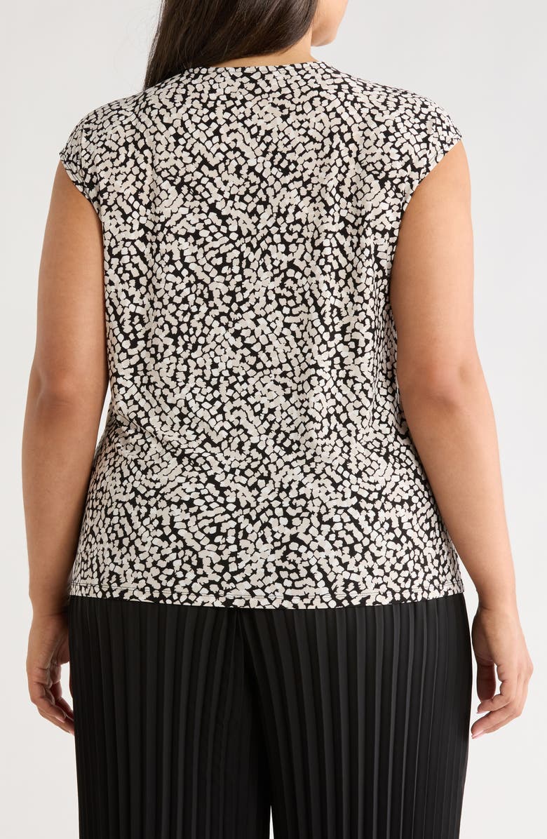 KASPER Dot Print Cap Sleeve Top, Alternate, color, Black Multi