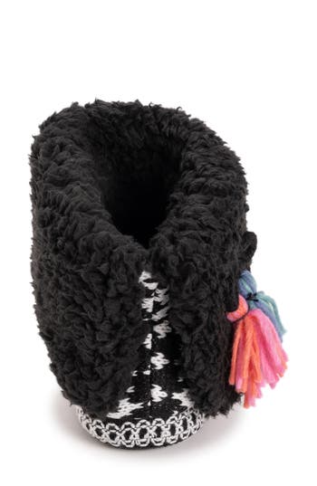 Muk Luks Melinda Faux Fur Indoor/outdoor Slipper Bootie In Black