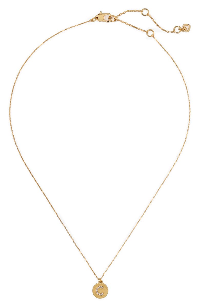 Kate Spade New York pavé mini initial pendant necklace, Main, color, Clear/ Gold C