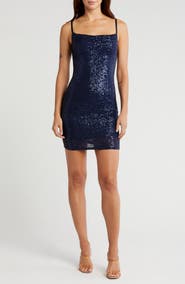 bebe Cowl Neck Sequin Minidress