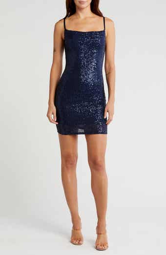 bebe Cowl Neck Sequin Minidress