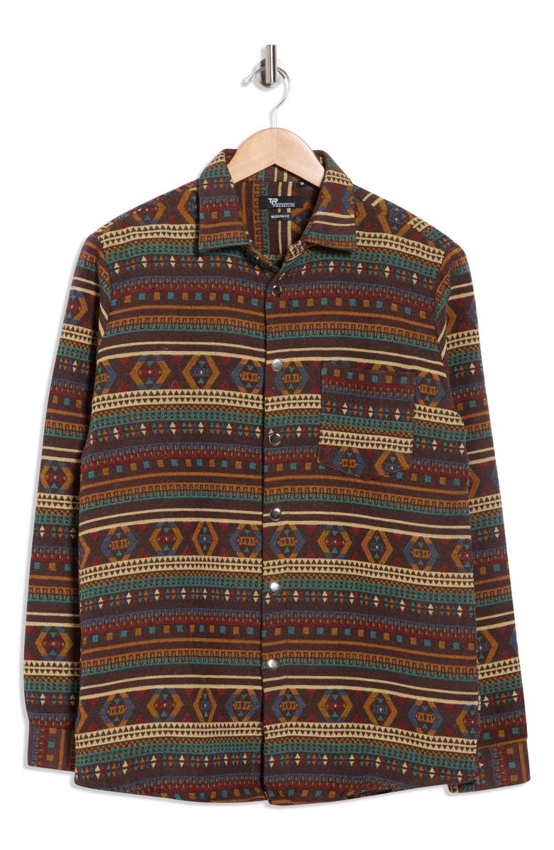 T.R. PREMIUM Tapestry Shirt Jacket, Alternate, color, Brown