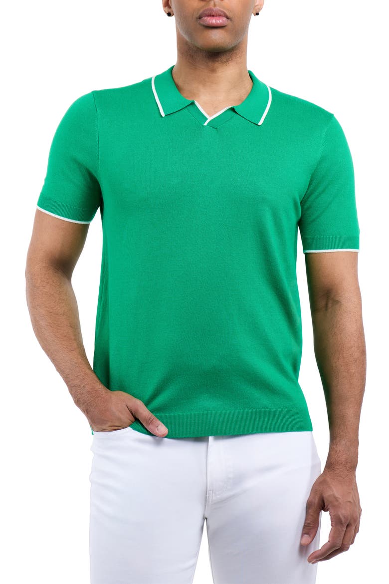 V-Neck Polo Sweater, Main, color, SAGE