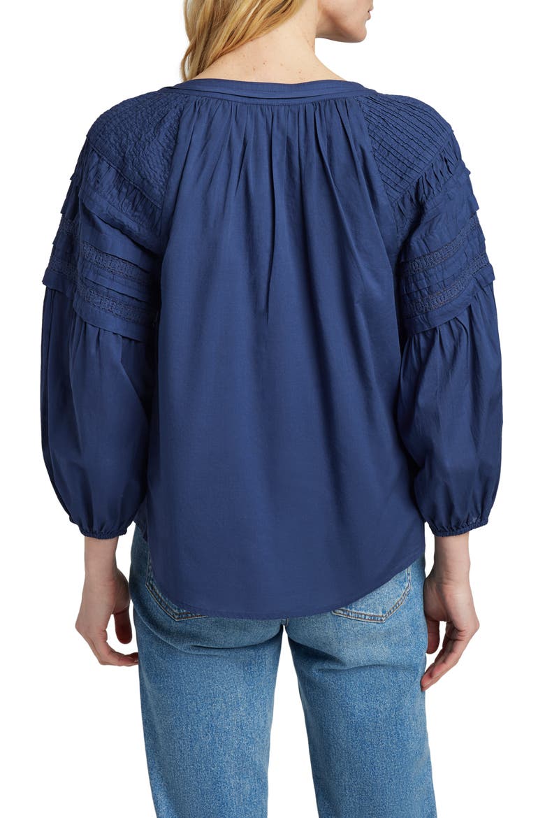 Enna Lace Inset Organic Cotton Top, Alternate, color, NAVY