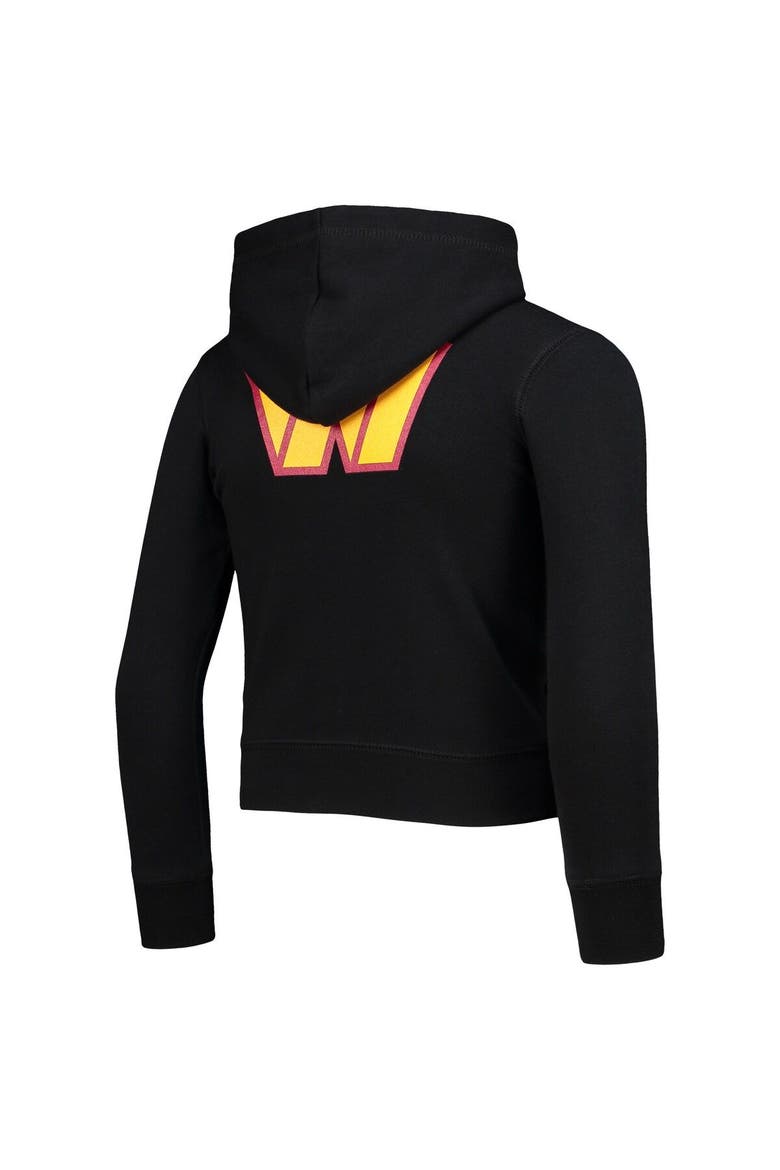 Girls Youth New Era Black Washington Commanders Full-Zip Hoodie, Alternate, color, Black