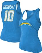 Majestic Threads Women's Majestic Threads Justin Herbert Heathered Powder Blue Los Angeles Chargers Name & Number Tri-Blend Tank Top