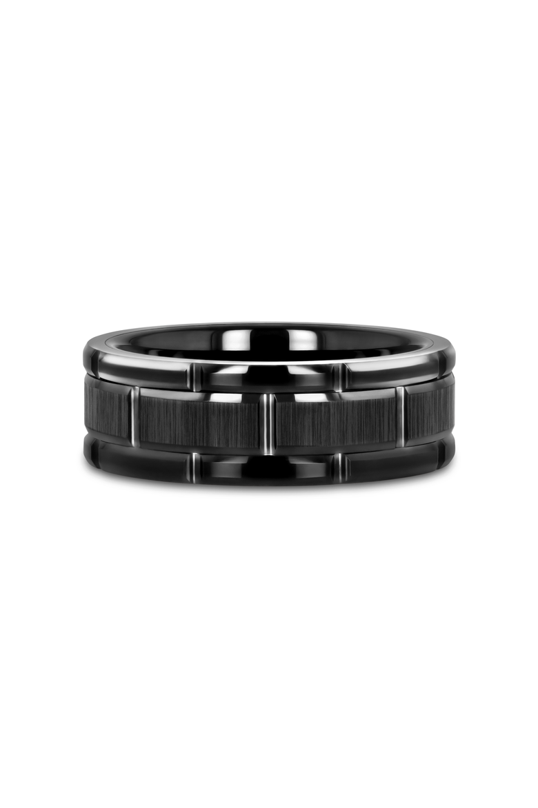 Windsor Beveled Tungsten Carbide Wedding Band, Alternate, color, Black 8mm