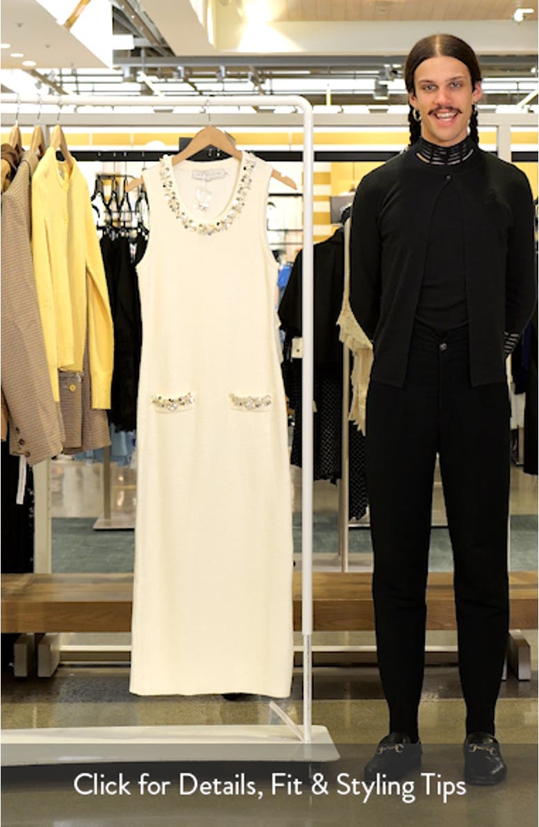 Crystal Detail Bouclé Knit Dress, sales video thumbnail