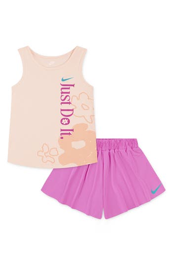 Nike Little Girls Wild Flower Tank And Shorts Set
