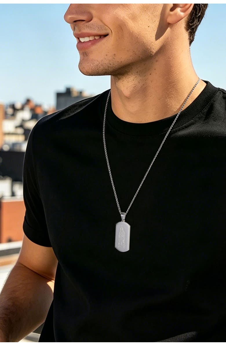 EDFORCE Men's Lady Guadalupe Dog Tag Pendant Necklace, Alternate, color, Silver