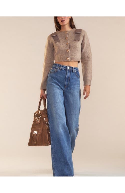 Cynthia Rowley Ivy Cropped Wool Cardigan In Camel