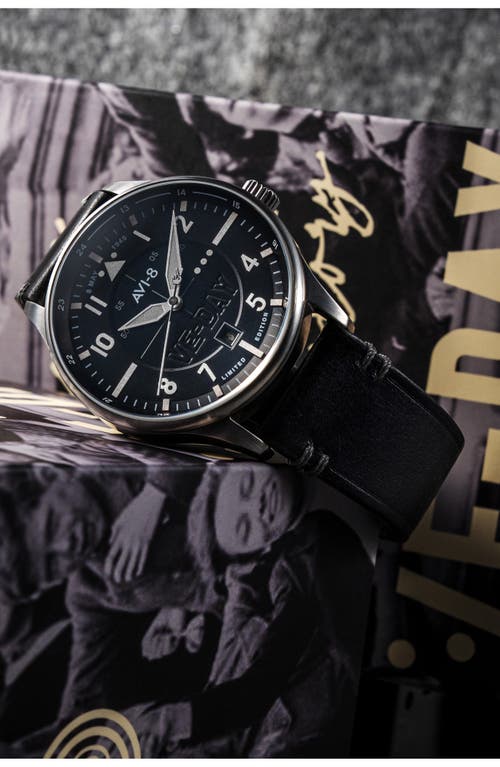 Avi-8 Hawker Hurricane Kent Leather Strap Watch, 43mm In Black