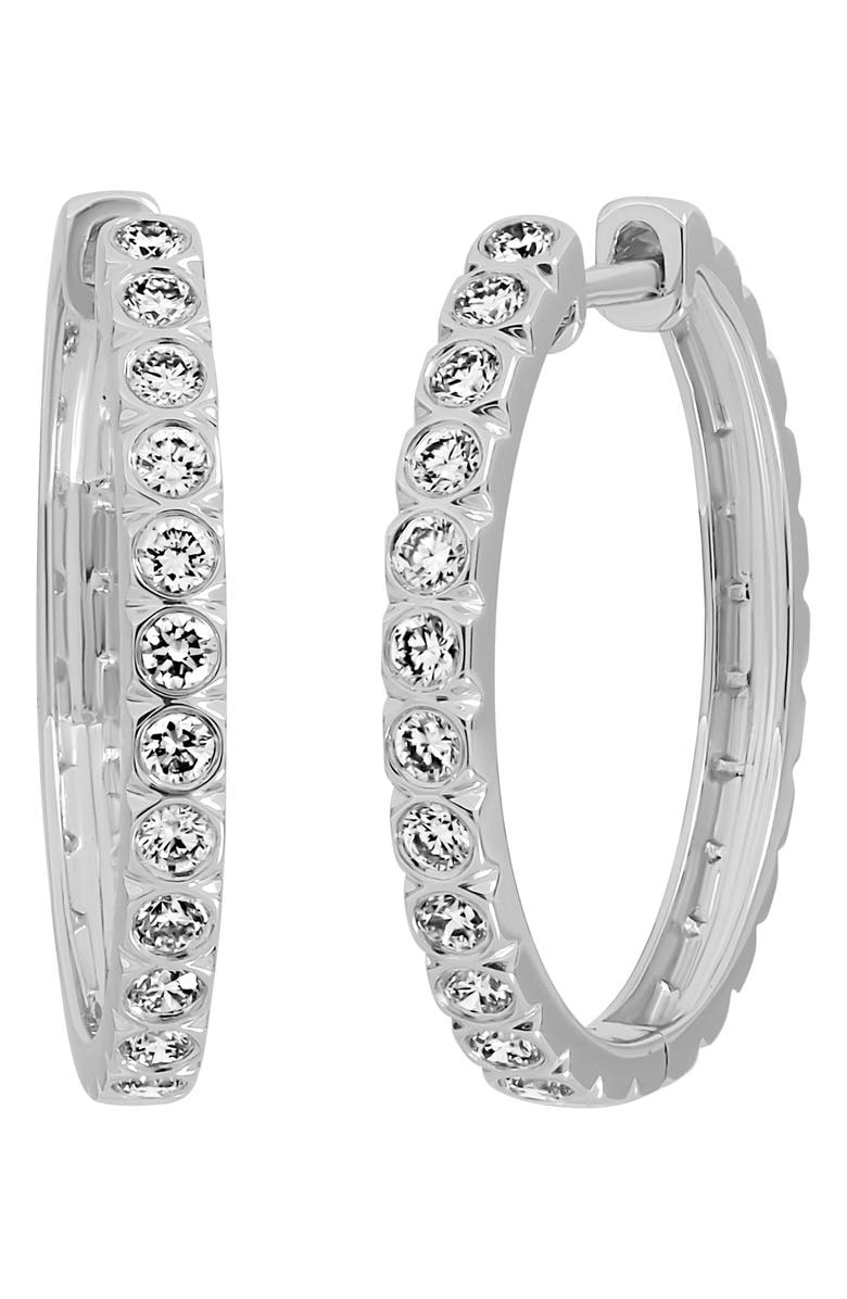 Bony Levy 18K Gold Diamond Hoop Earrings, Main, color, 18K White Gold