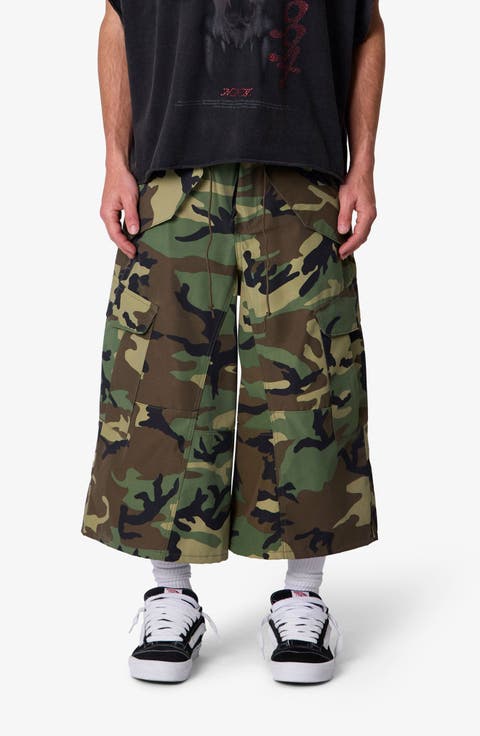 Extra Long Camo Cargo Shorts