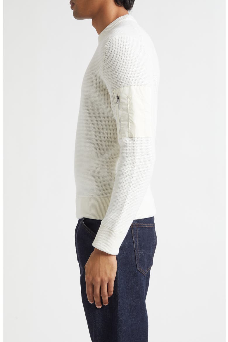 Waffle Stitch Merino Wool Sweater, Alternate, color, WHITE