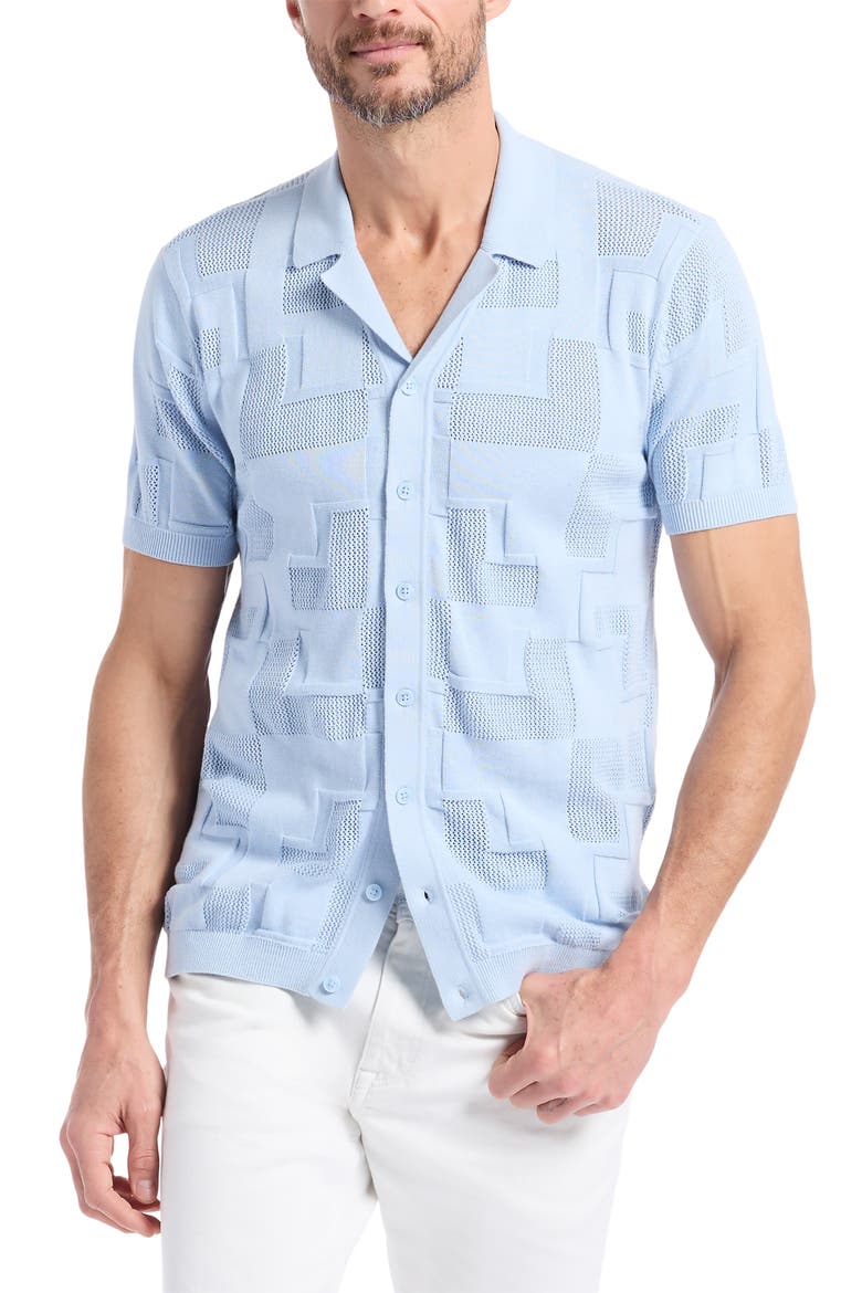Drayford Cotton Button-Up Sweater, Main, color, LIGHT BLUE