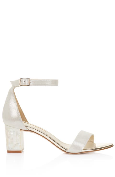 Martene Midi Ankle Strap Pearl Heel Sandal