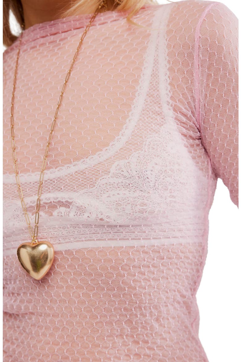 Minding My Business Sheer Top, Alternate, color, TICKLED PINK