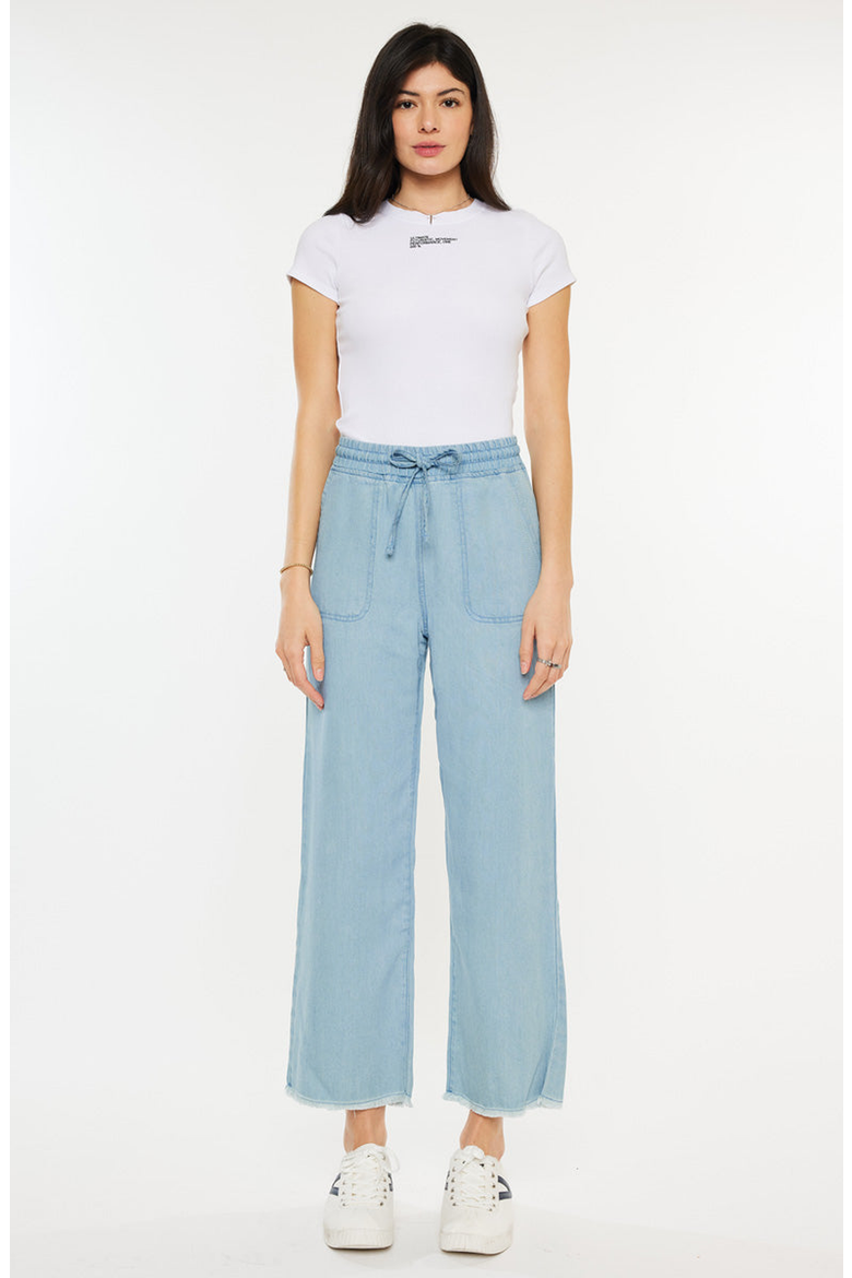 Milly High Rise Cropped Wide Leg Jeans, Alternate, color, Light Wash