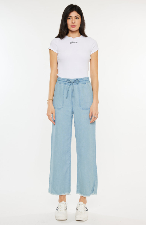 Kancan Milly High Rise Cropped Wide Leg Jeans In Blue