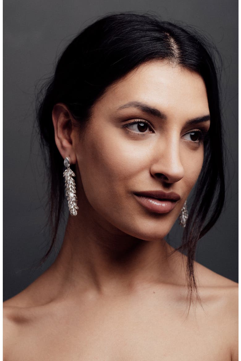 Crystal Long Drops, Alternate, color, Silver