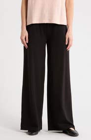 Eileen Fisher High Waist Cotton Blend Wide Leg Pants