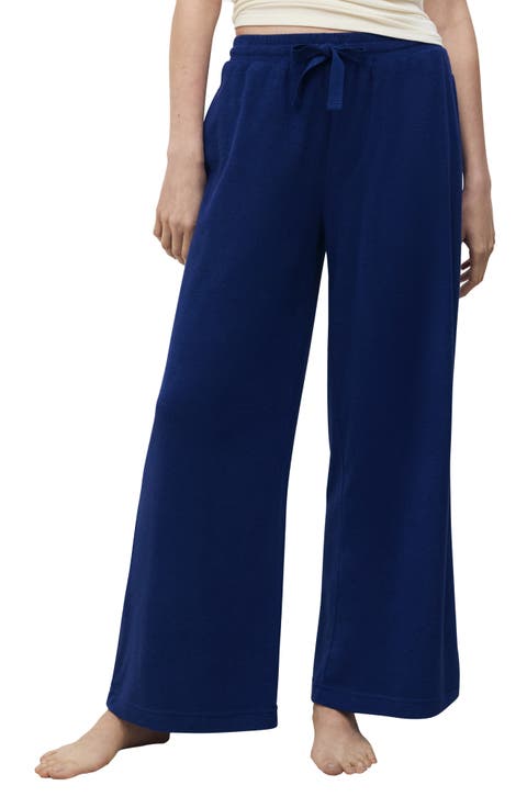 Pull-On Wide Leg Terry Pants