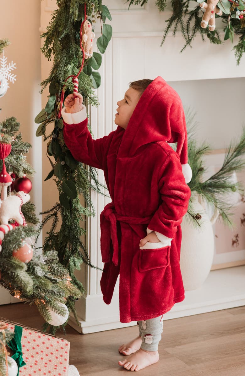 Petit Lem Kids' Scarlet Hooded Plush Robe, Alternate, color, Red