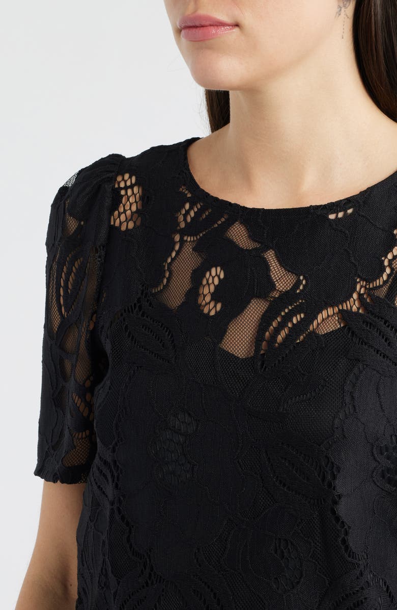 Anne Klein Lace Top, Alternate, color, Anne Black