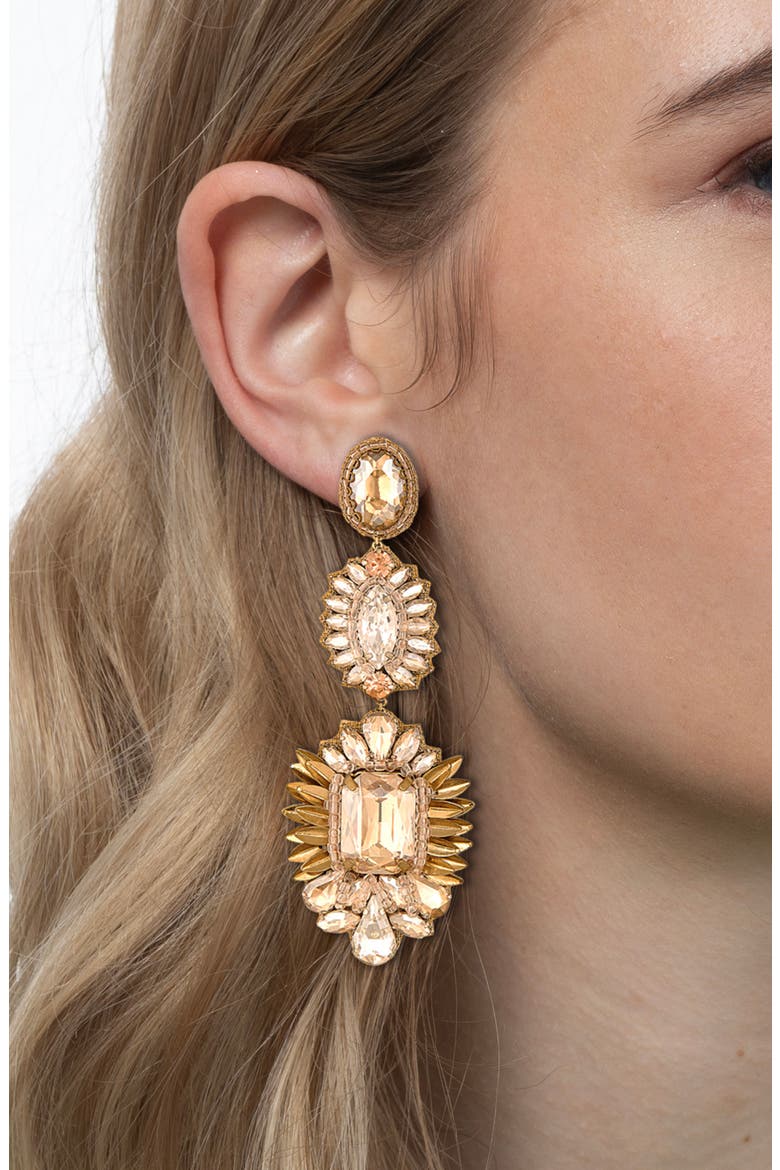 Klara Beaded Crystal Drop Earrings, Alternate, color, GOLD