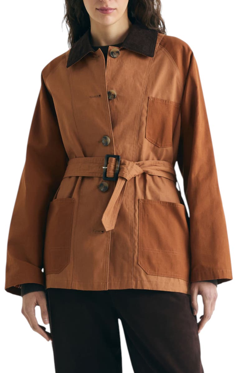 Scalpers Two-Tone Waxed Jacket, Main, color, Terracotta