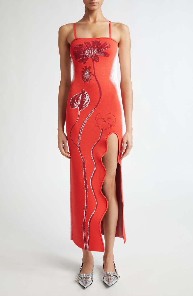 PH5 Iris Flower Jacquard Maxi Sweater Dress, Main, color, 