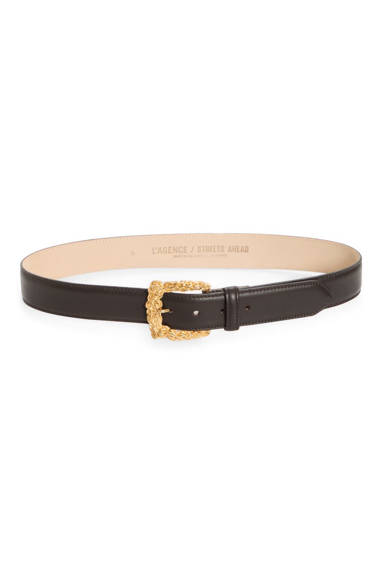 Marcaeu Baroque Leather Belt, Main, color, CHOCOLATE
