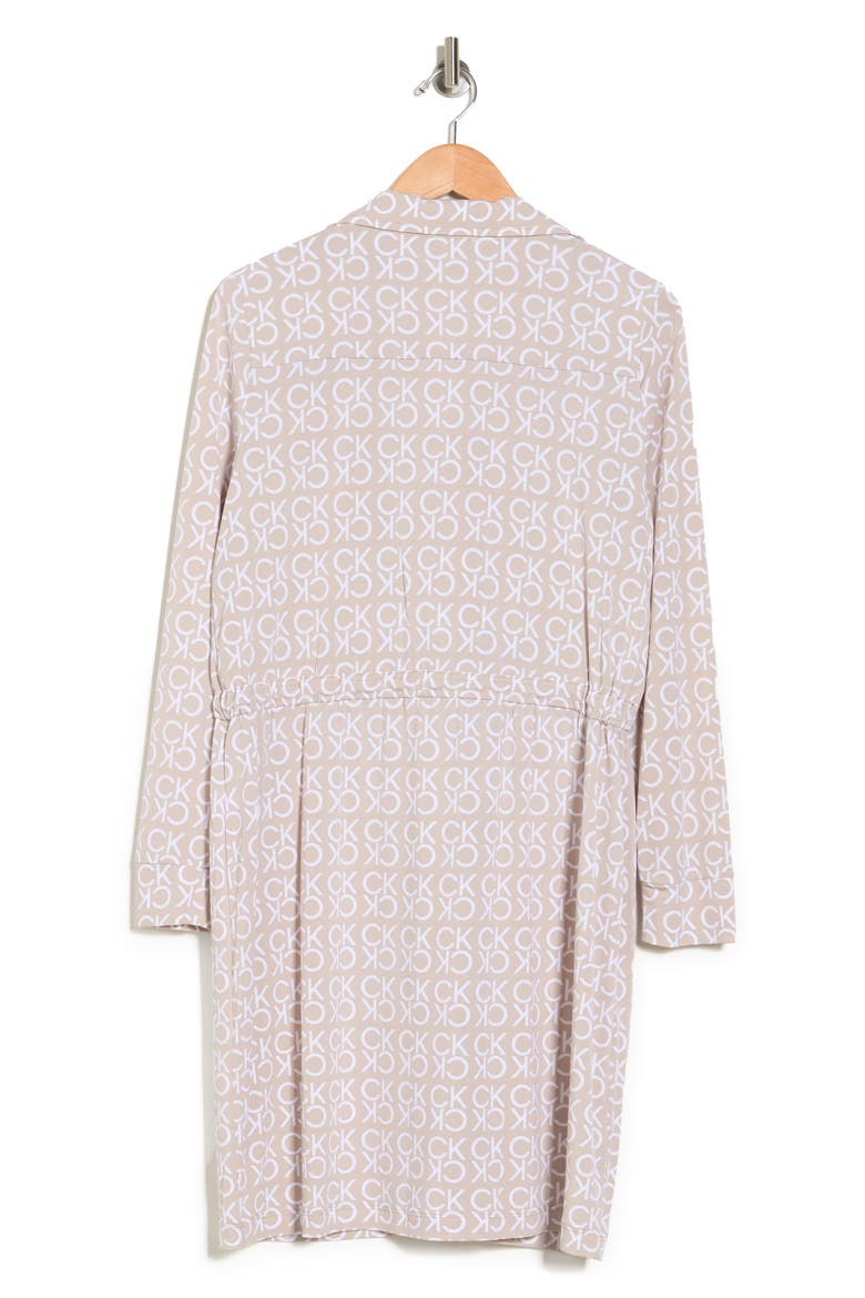 Logo Print Shirtdress, Alternate, color, KHAKI/ WHT