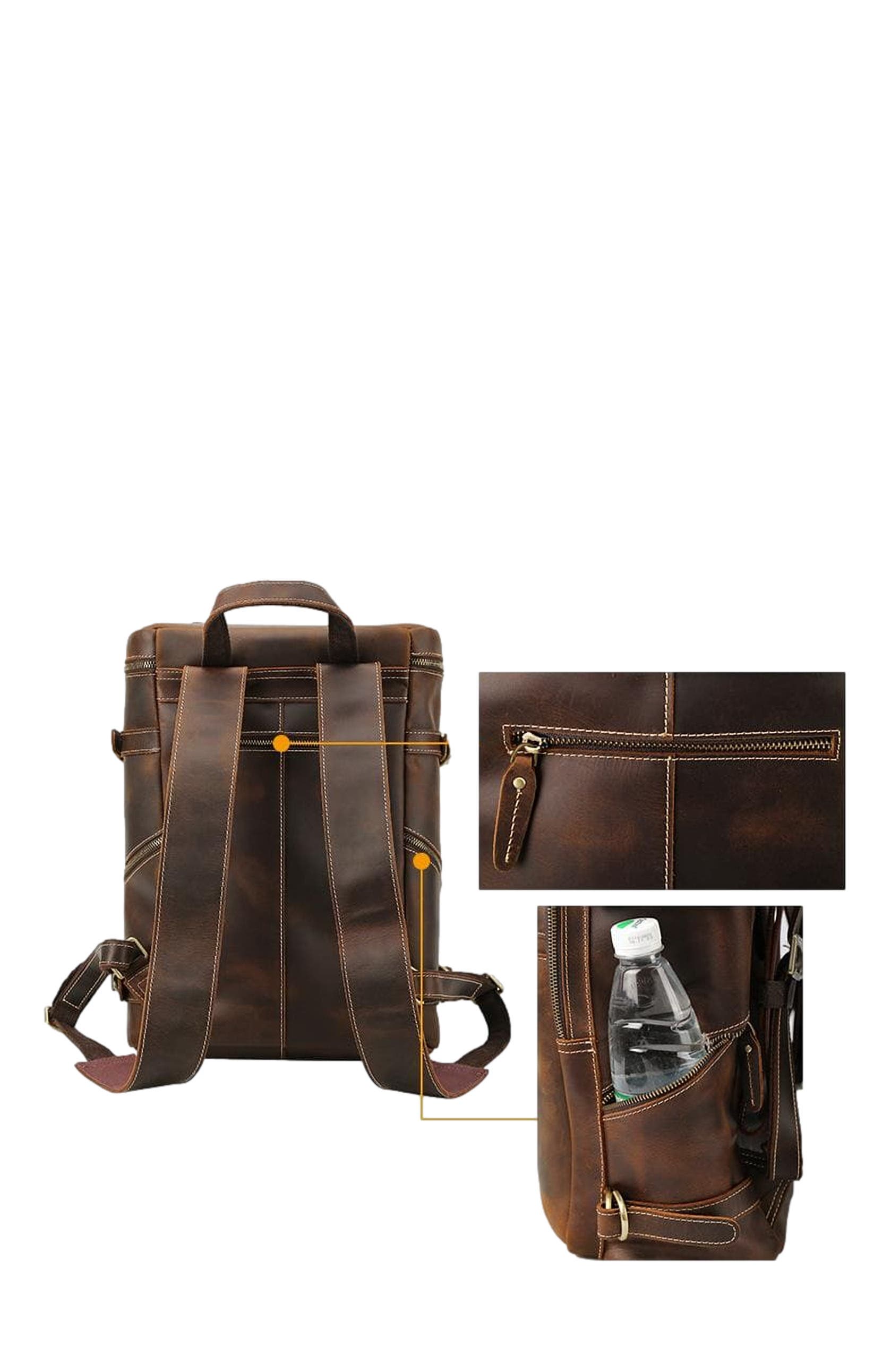 STEEL HORSE LEATHER The Raoul Backpack | Handmade Vintage Leather Backpack, Alternate, color, Dark Brown